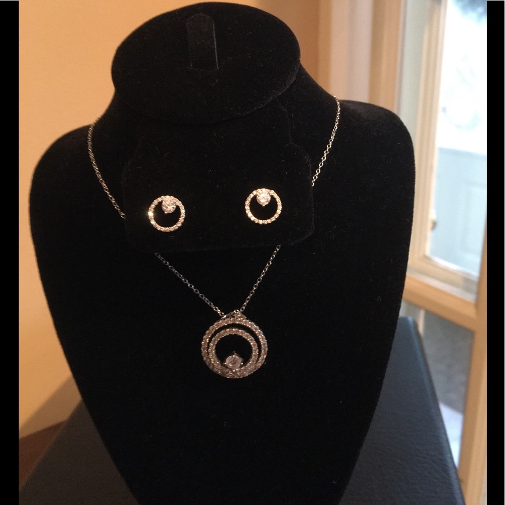 2 pc Sterling Silver Necklace & Earrings Set